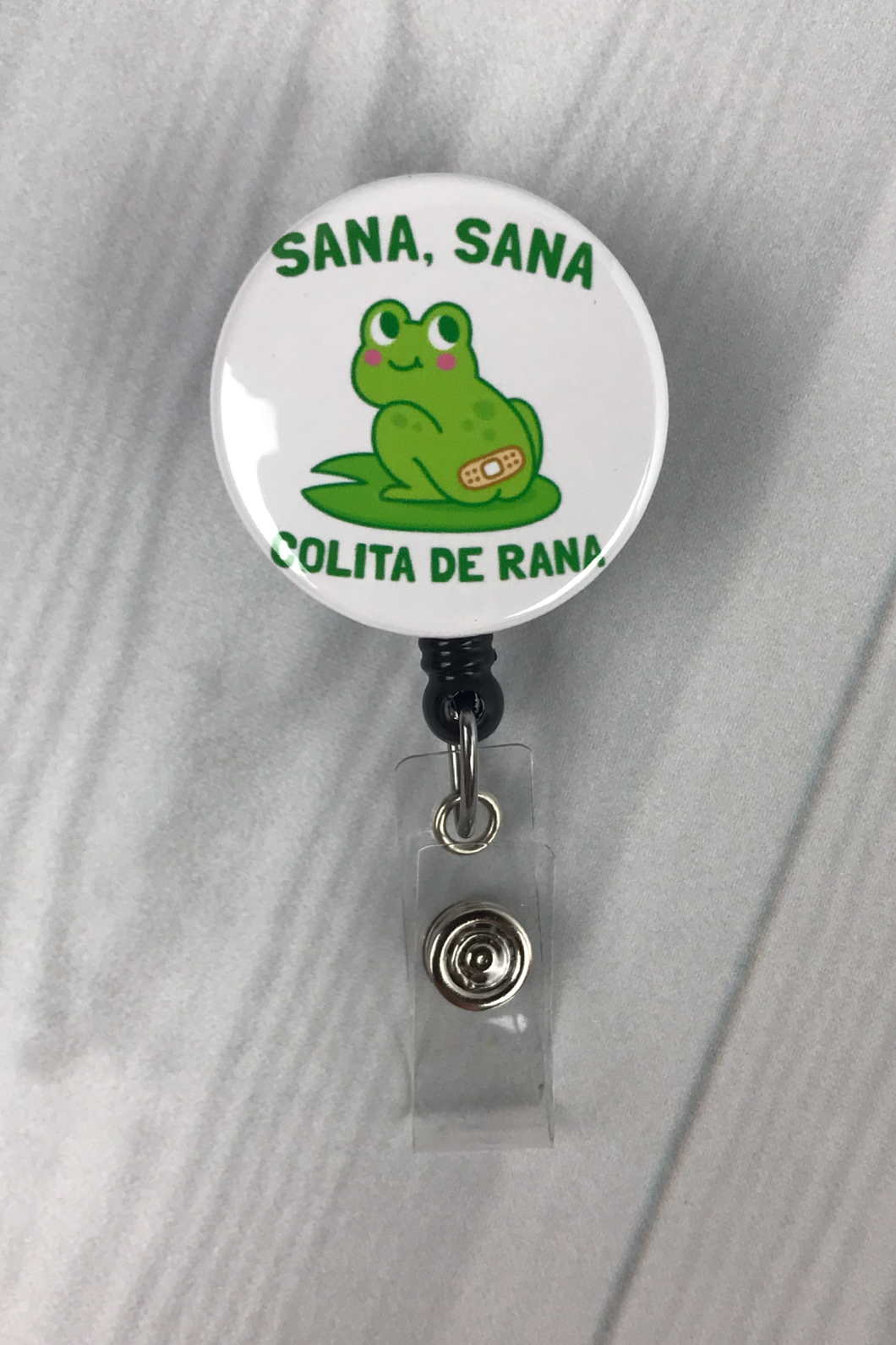Frog Retractable Badge Reel ID Holder Mylar Cleanable 