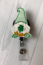 Load image into Gallery viewer, Shamrock Badge Reel ~ Nurse Badge Reel ~ Seasonal ~ Retractable Badge Reel ~ Gnome ~ Funny