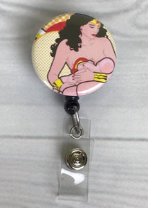 Wonder Woman Character Heart Lanyard Retractable Reel Badge ID Card Holder