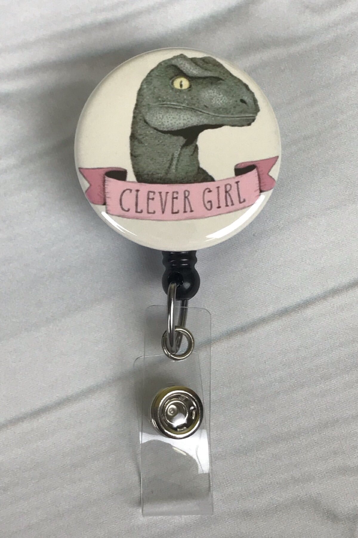 Cheap Dinosaur Badge Reel Holder Glow in The Dark Metal Clip Cute