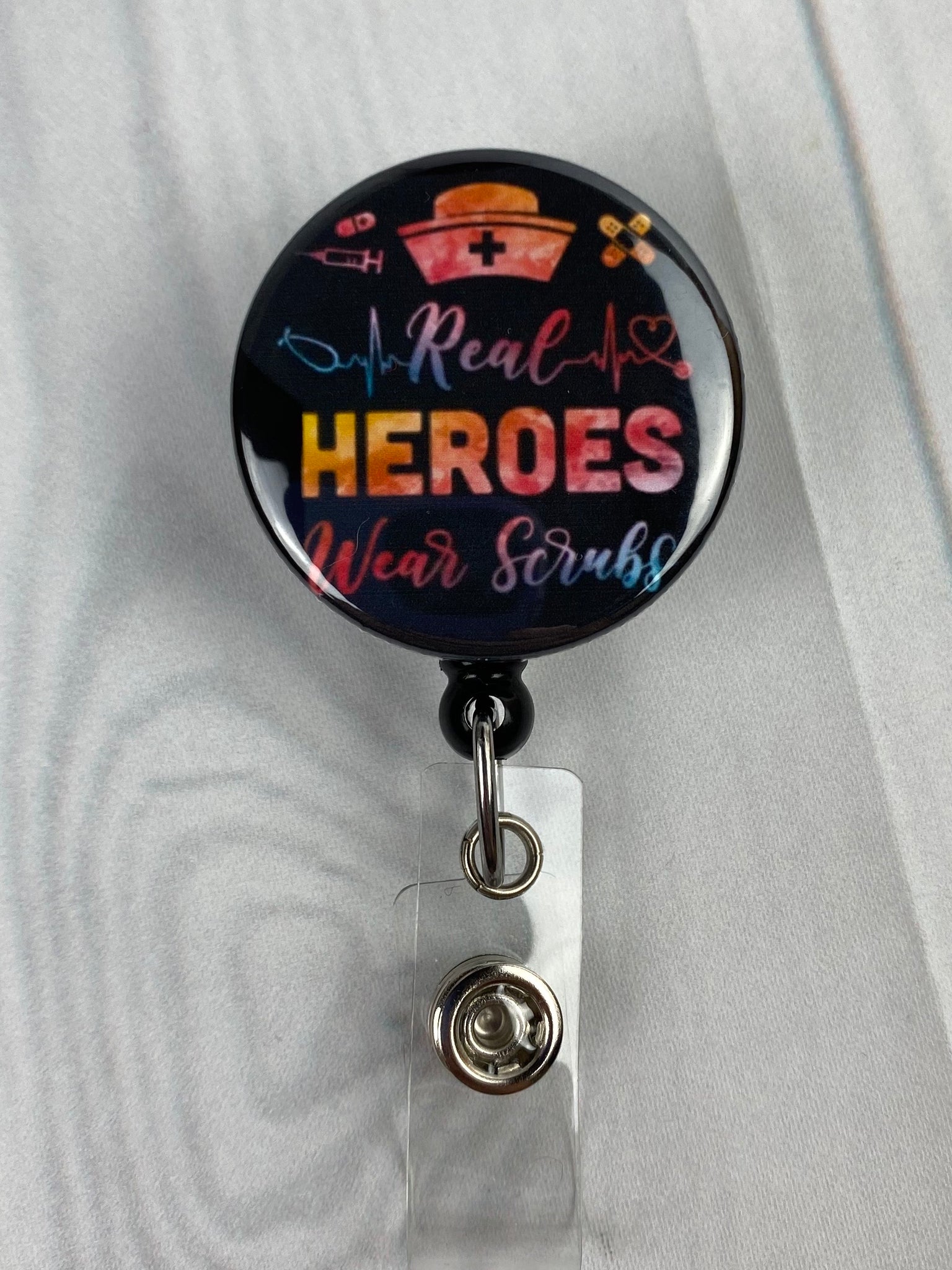 Some Heroes Wear Scrubs Badge Reel Nurse Hero Badge Reel Nurse Badge Reel  Nurse Gift Essential Worker Badge Reel Nursing Badge 
